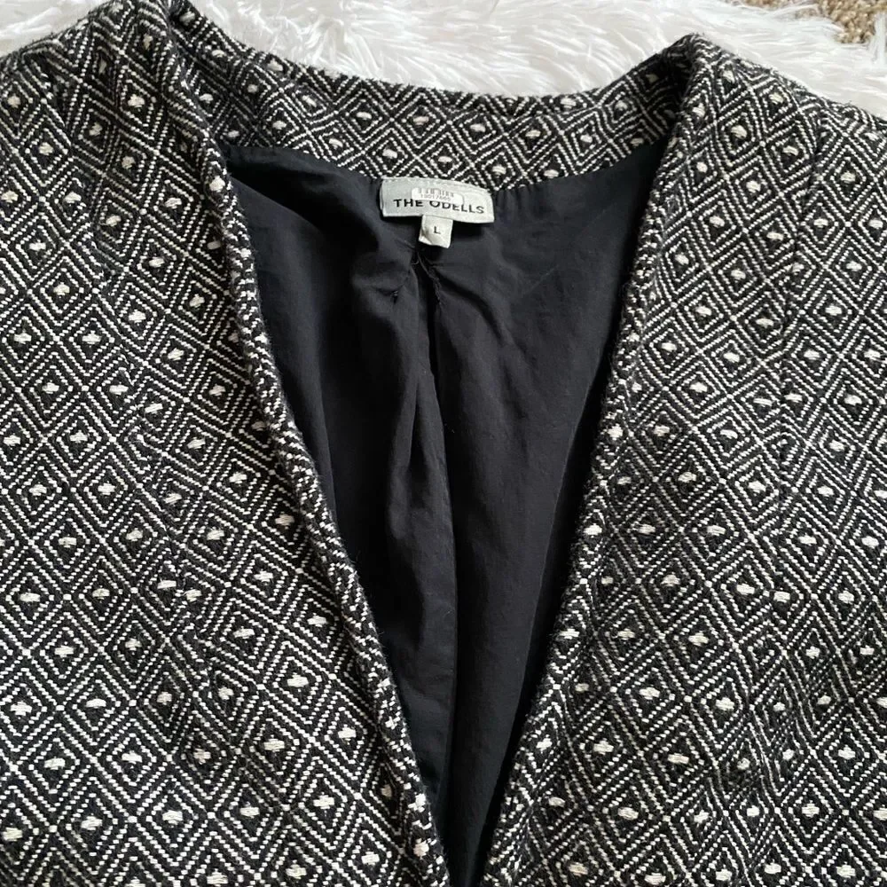 The Odells Alistair Jacket Anthropologie Open Front Long Women Large Blazer Coat